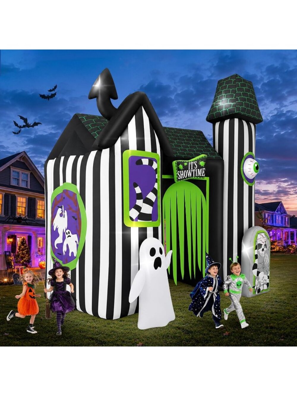 🎃Halloween Inflatable Ghost Skeleton Arch Giant Haunted House Blow up Yard Deco